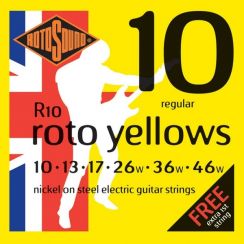 Rotosound R10 Roto Yellows Snaren voor de Elektrische Gitaar (10-46) I met een gratis 1-E snaar